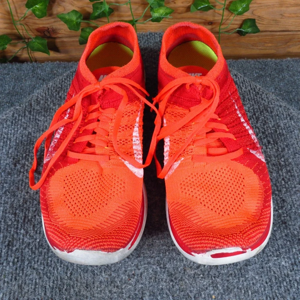 Nike Free Flyknit 4.0 Mens Running Shoes Size 9 Athletic Training Red Orange - Picture 2 of 9